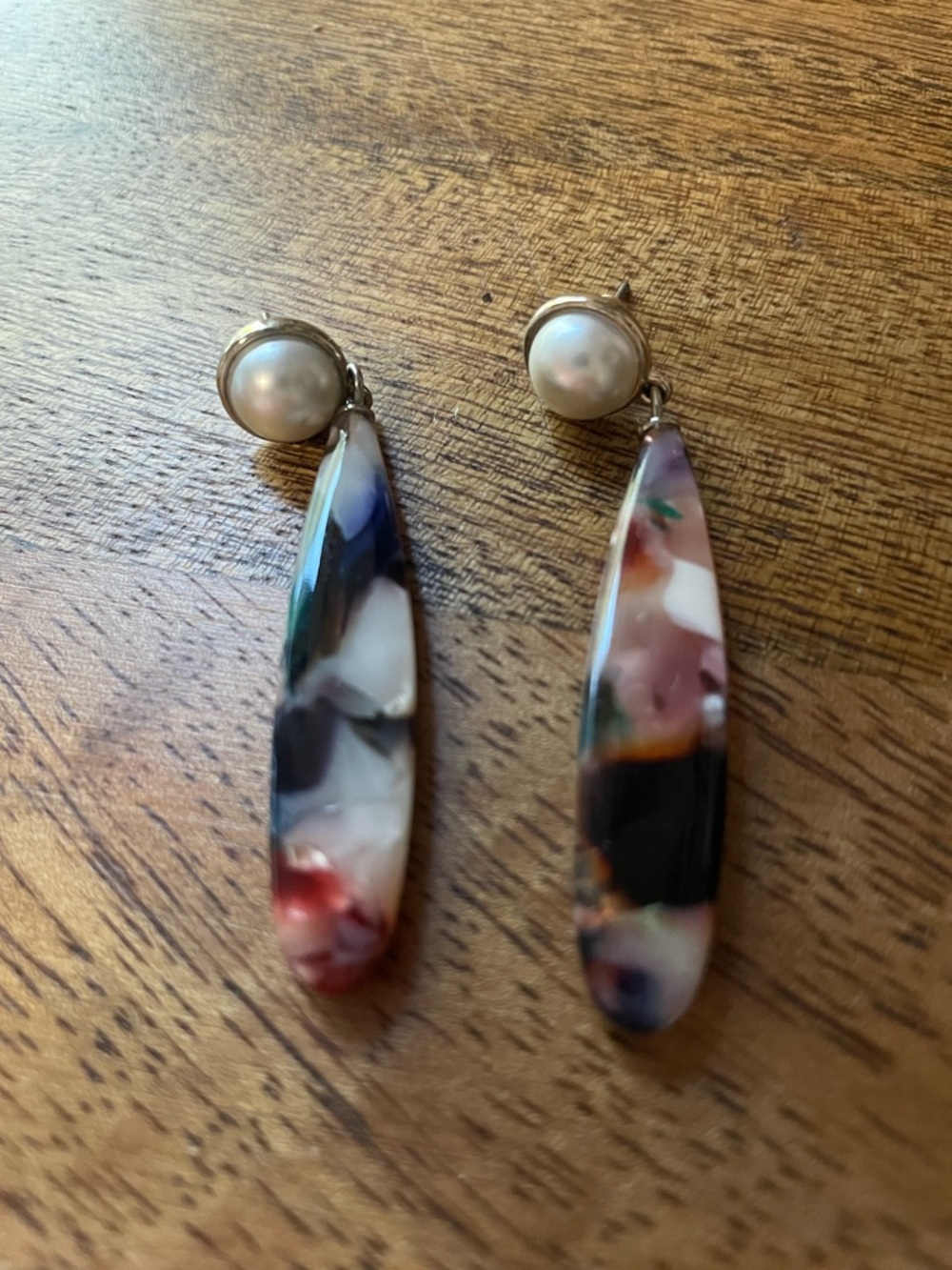 LOFT Pearl Top Multicolor Teardrop Earrings